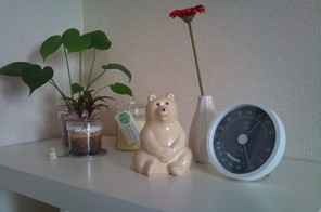 シェルフ上。